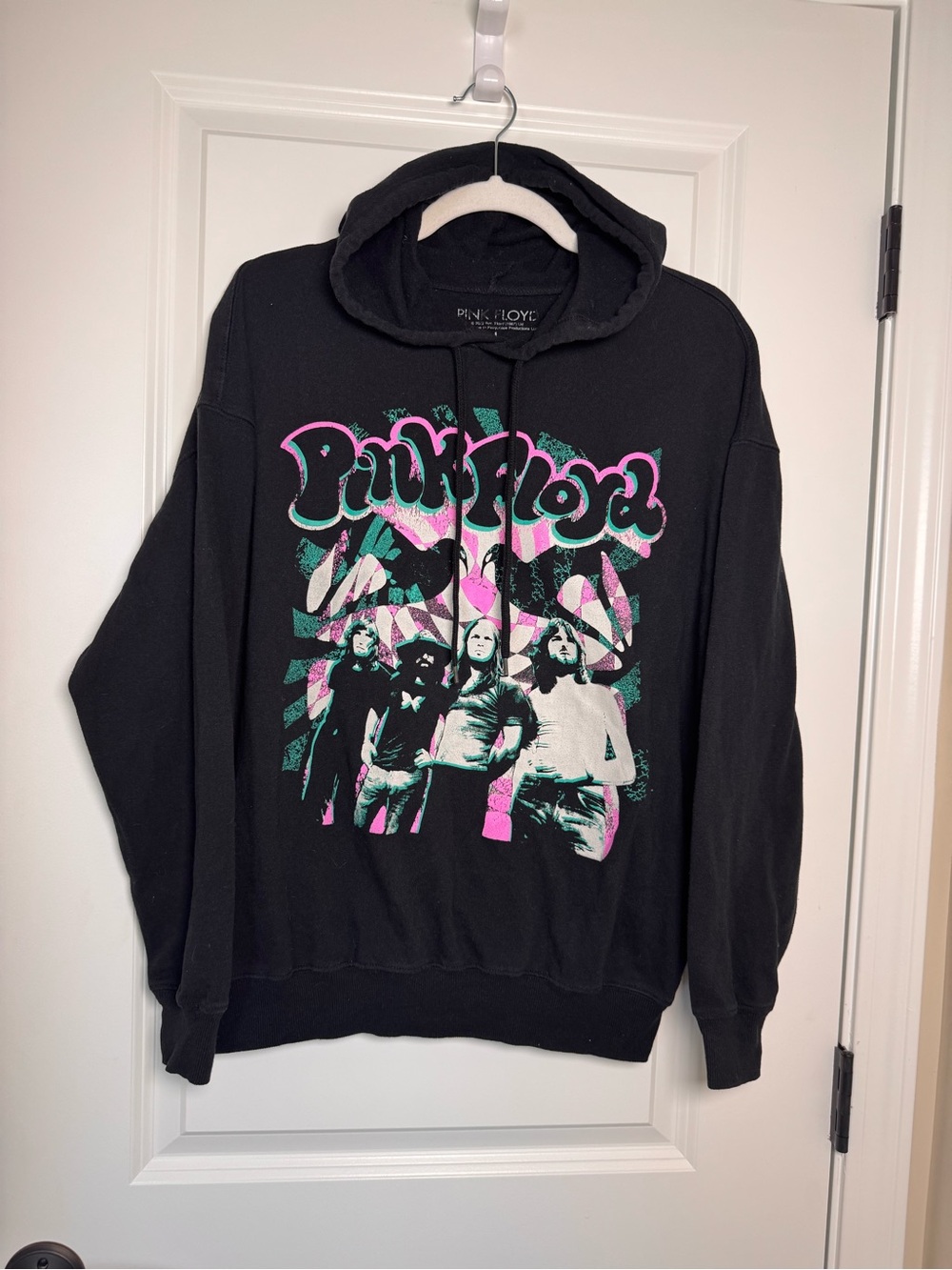 Pink Floyd Black Hoodie with Pink and Teal Graphic